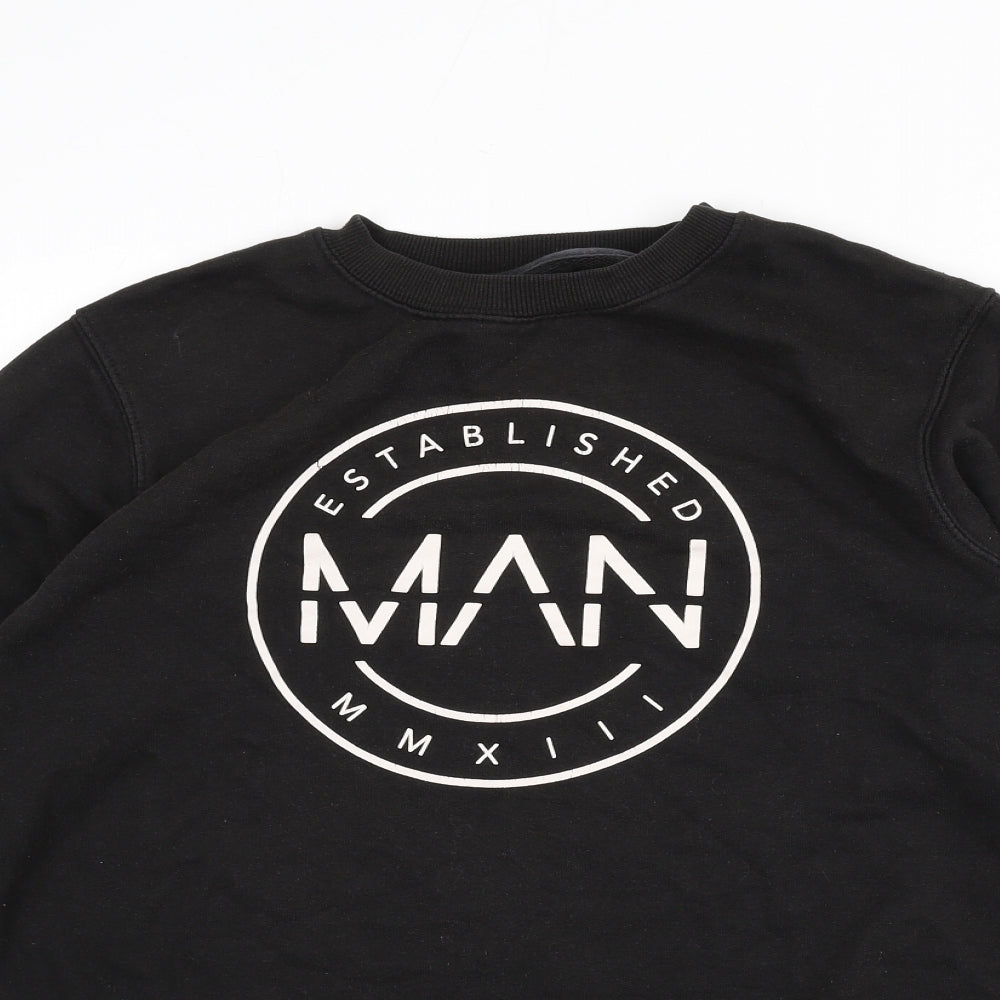 Boohoo Mens Black Cotton Pullover Sweatshirt Size L - Man