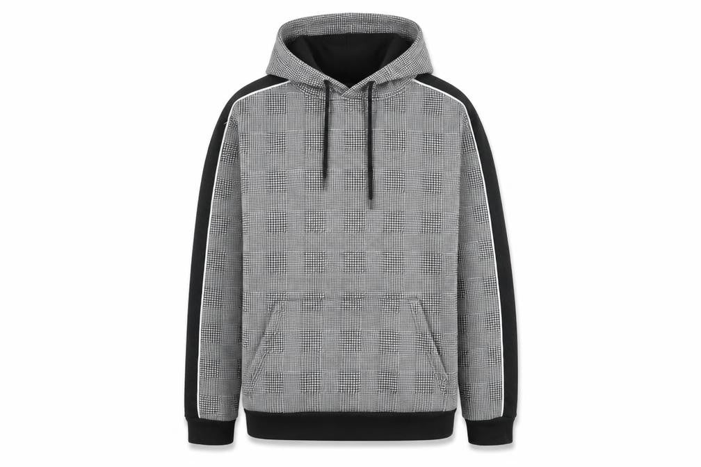 Brave Soul Womens Grey Houndstooth Polyester Pullover Hoodie Size S Pullover