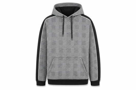 Brave Soul Womens Grey Houndstooth Polyester Pullover Hoodie Size S Pullover