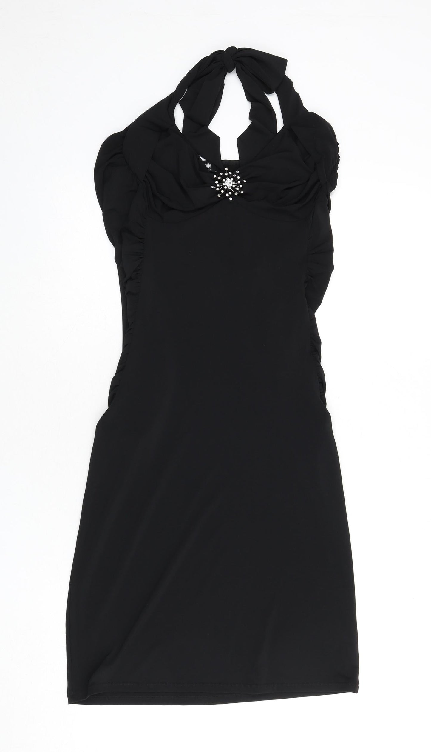 Morgan Womens Black Polyester Bodycon Size M Halter Tie