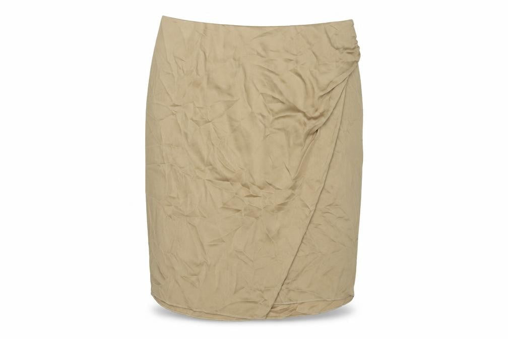 Marks & Spencer Womens Brown Polyester Straight & Pencil Skirt Size 22 Zip - Rouched Wrap Style