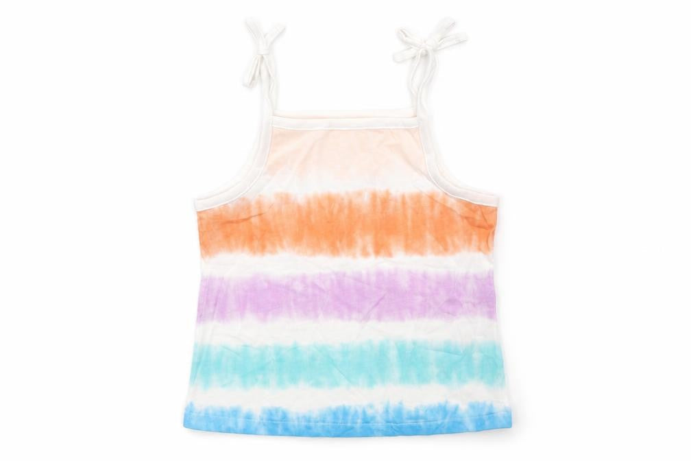 Marks & Spencer Girls Multicoloured Geometric Cotton Basic Tank Size 2-3 Years Square Neck Pullover - Tie Dye