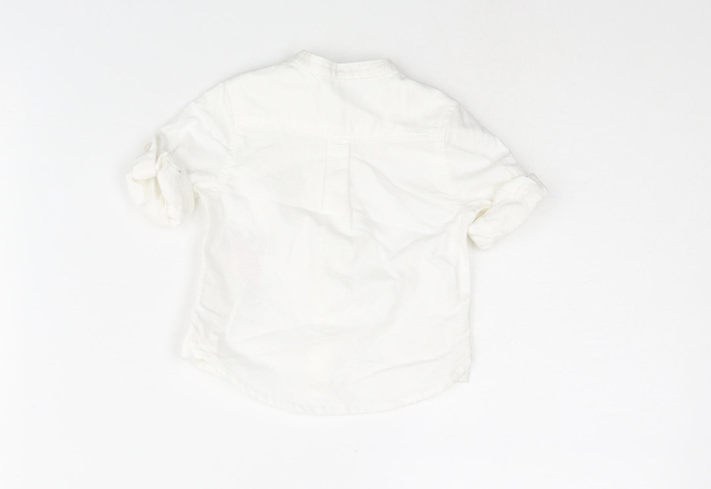 Marks and Spencer Boys White Cotton Basic Button-Up Size 0-3 Months Round Neck Button