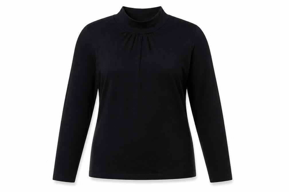 Monsoon Womens Black Viscose Basic T-Shirt Size 12 Mock Neck