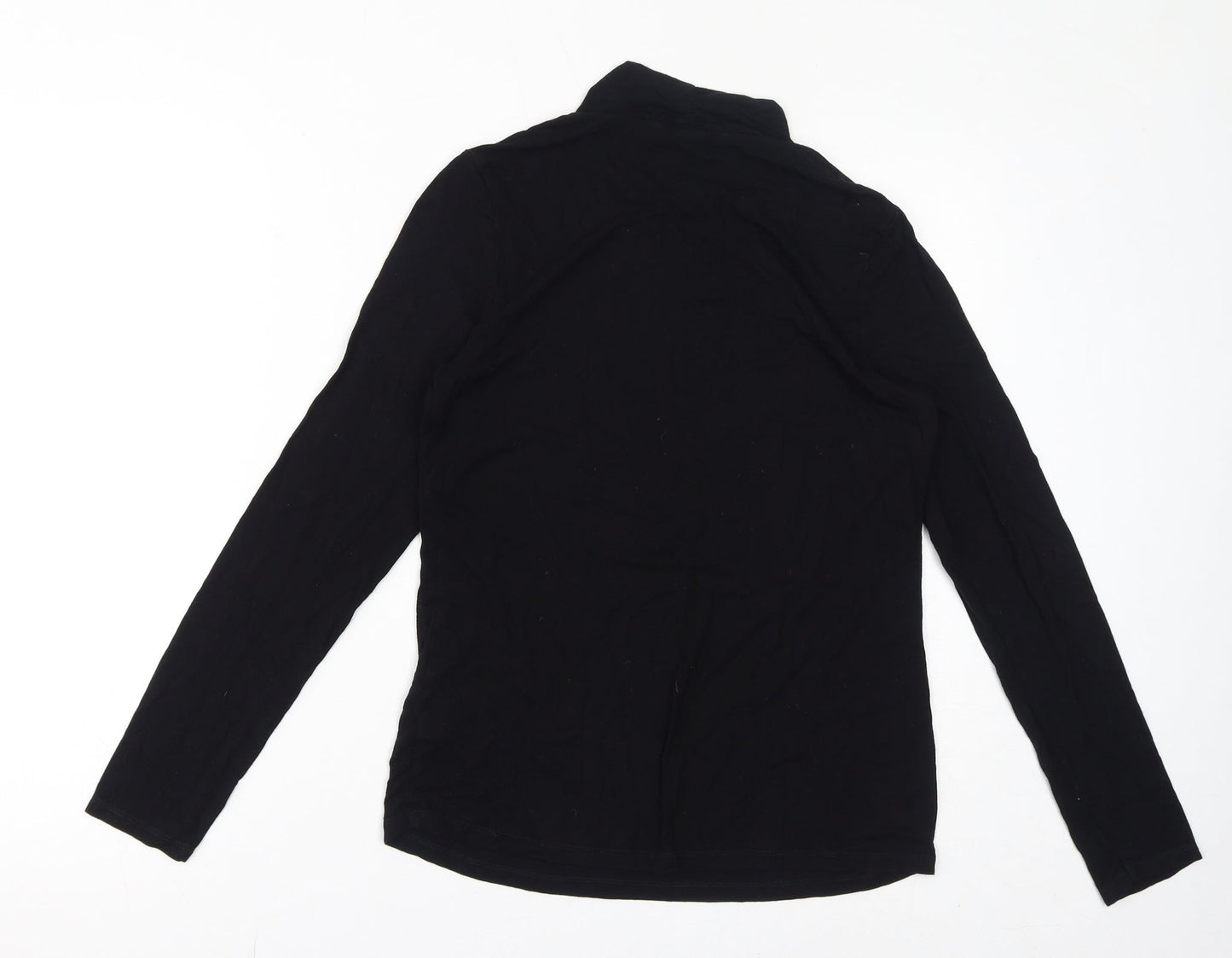 Monsoon Womens Black Viscose Basic T-Shirt Size 12 Mock Neck