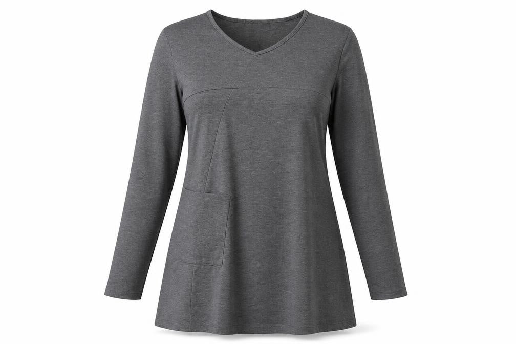 Zanzea Womens Grey Polyester A-Line Size L Round Neck Pullover
