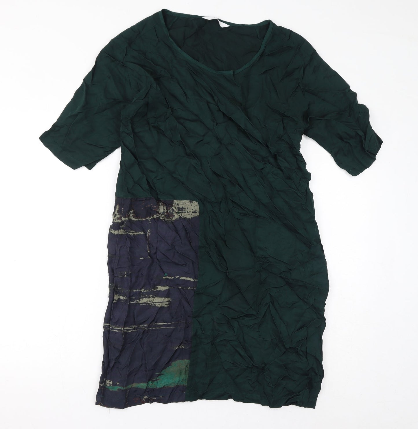 YAYA Womens Green Polyester Pencil Dress Size 40 Round Neck Pullover