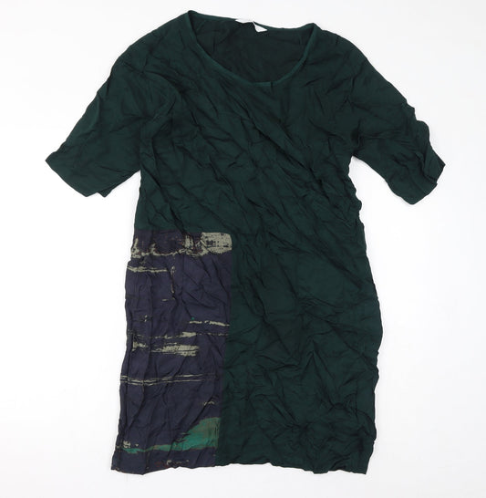 YAYA Womens Green Polyester Pencil Dress Size 40 Round Neck Pullover