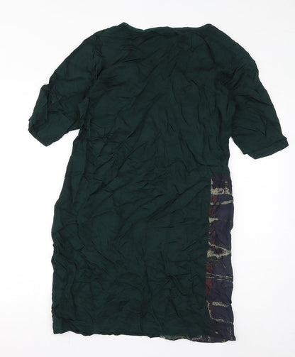 Back view of YAYA women’s green polyester pencil dress, size UK 40, round neck pullover
