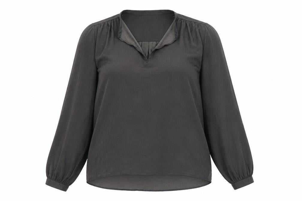 Marks & Spencer Womens Grey Polyester Basic Blouse Size 14 V-Neck