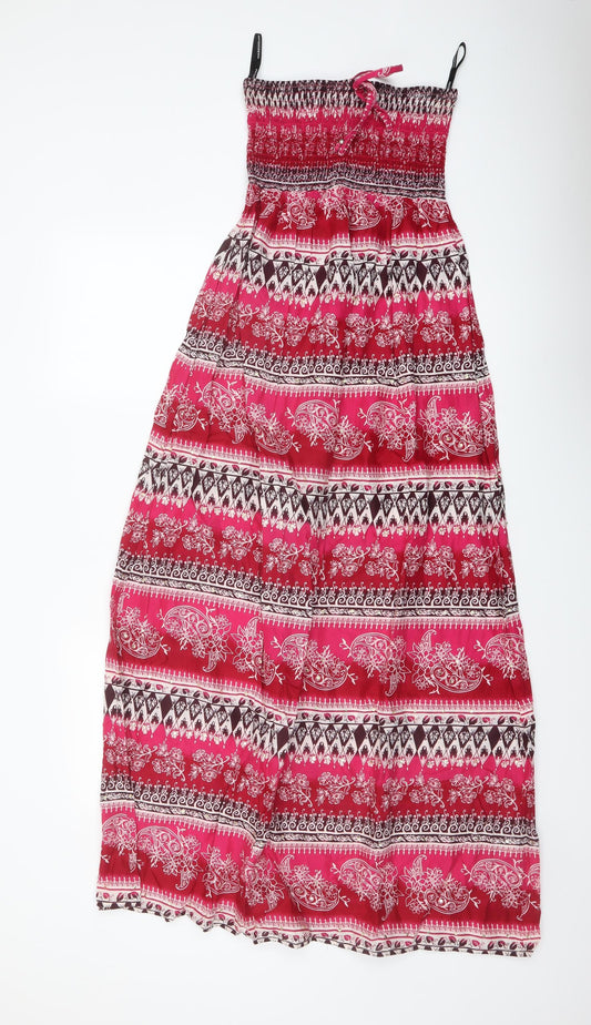 Warehouse Womens Multicoloured Geometric Cotton Maxi Size M Off the Shoulder Pullover