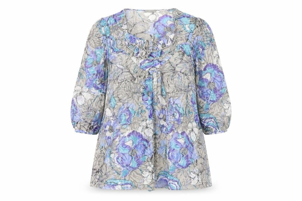 Per Una Womens Multicoloured Floral Polyester Basic Blouse Size 10 Scoop Neck