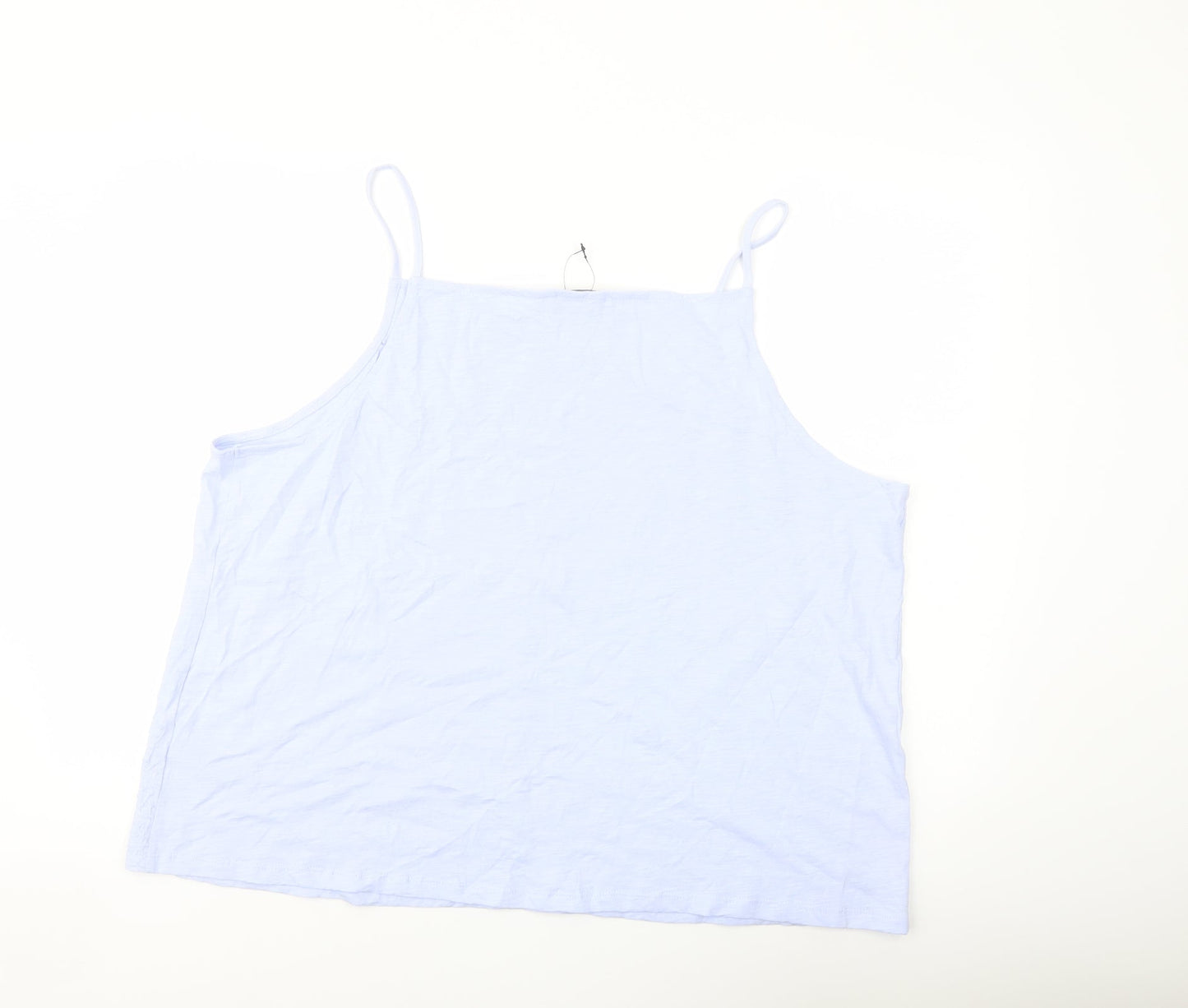 Marks and Spencer Womens Blue Cotton Basic Tank Size 24 Square Neck