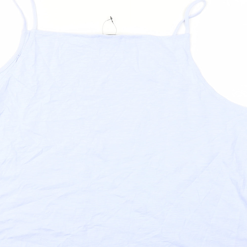 Marks and Spencer Womens Blue Cotton Basic Tank Size 24 Square Neck