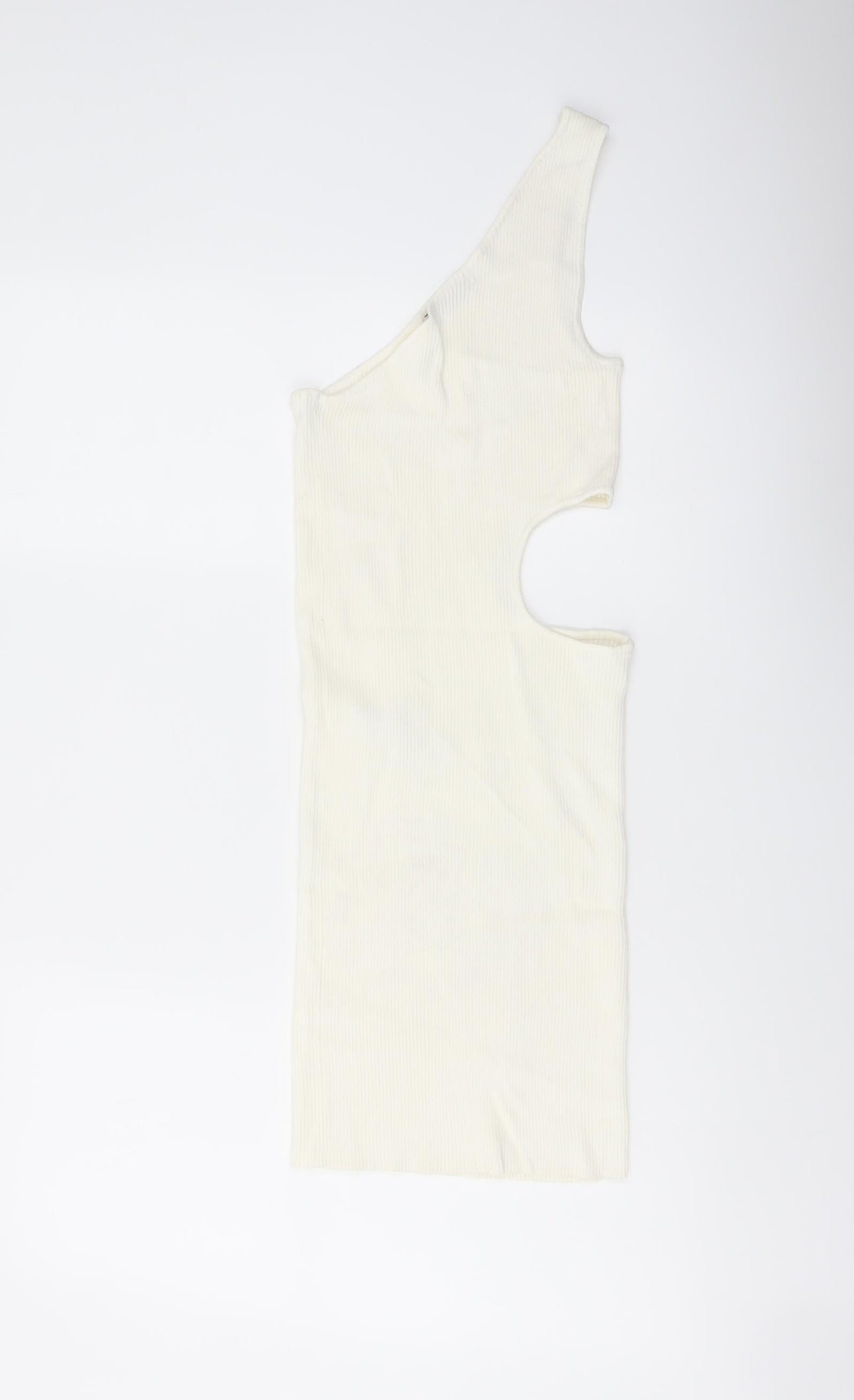 Stradivarius Womens Ivory Viscose Mini Size M One Shoulder Pullover - Cut Out