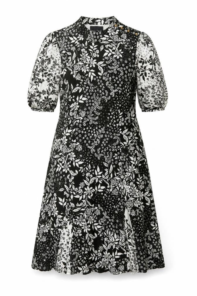 Phase Eight Womens Green Floral Viscose A-Line Size 10 Mock Neck Zip