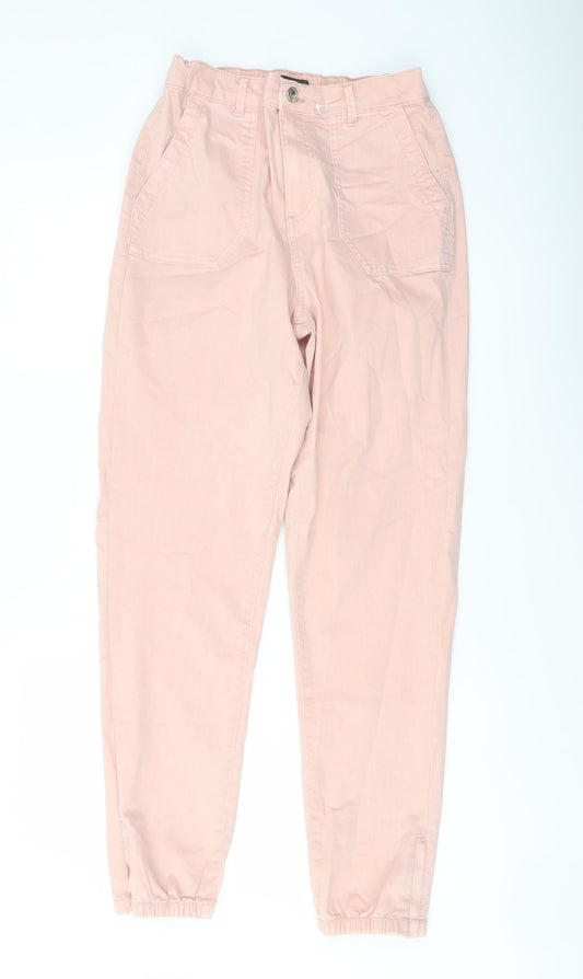 Marks and Spencer Womens Pink Cotton Jogger Trousers Size 10 L29 in Regular Button