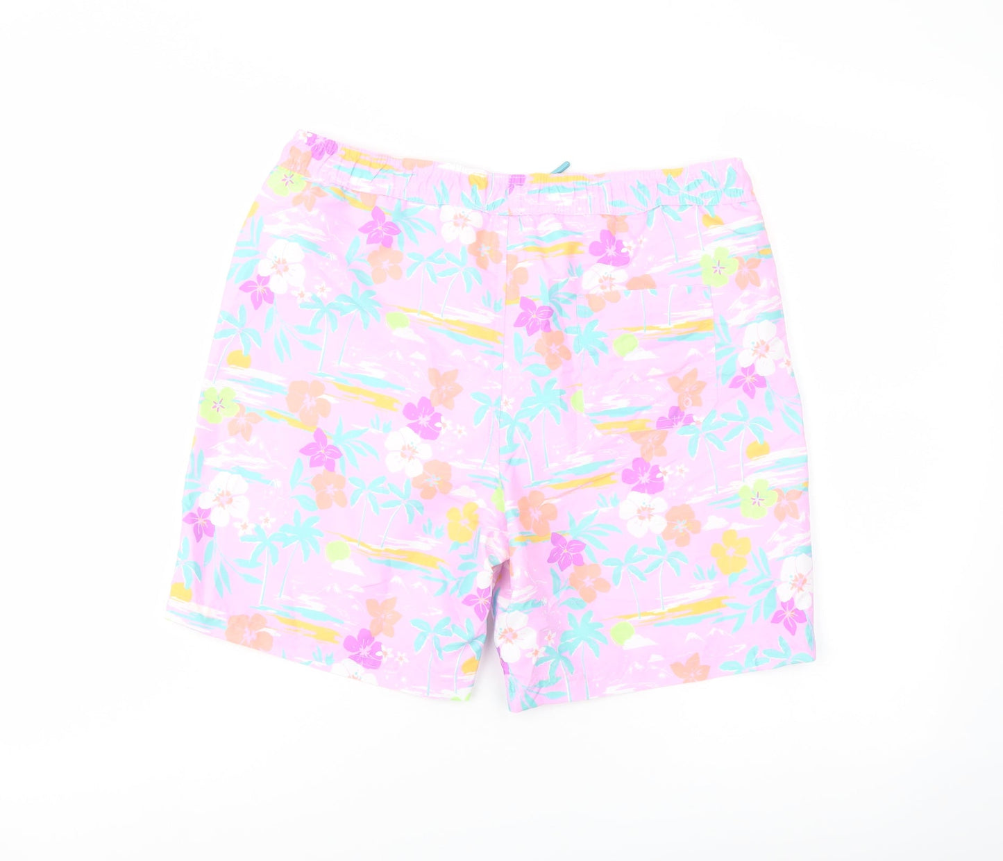 Marks and Spencer Boys Multicoloured Geometric Polyester Sweat Shorts Size 14-15 Years Regular Drawstring - Swim Shorts