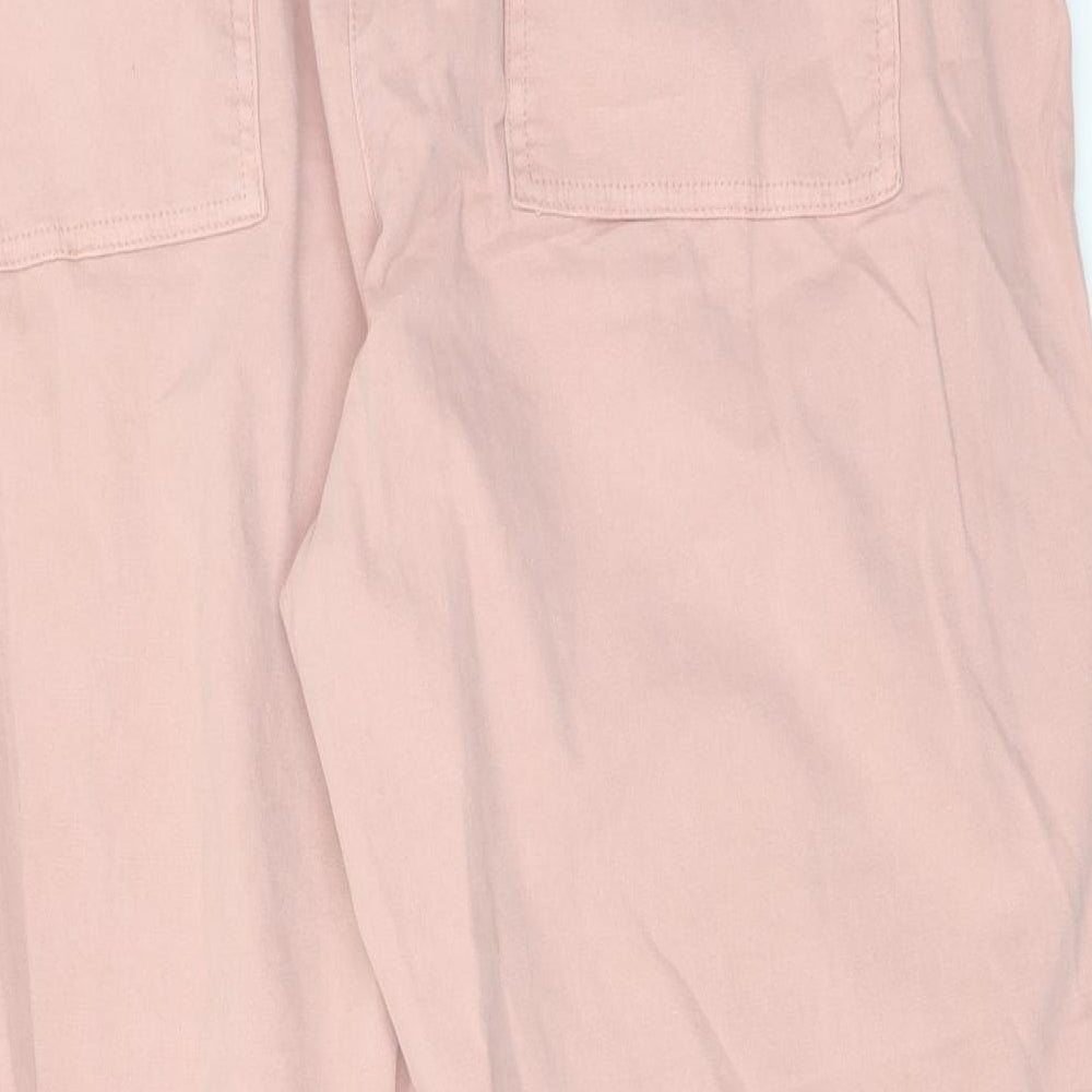 Marks and Spencer Womens Pink Cotton Trousers Size 20 L27 in Regular Button