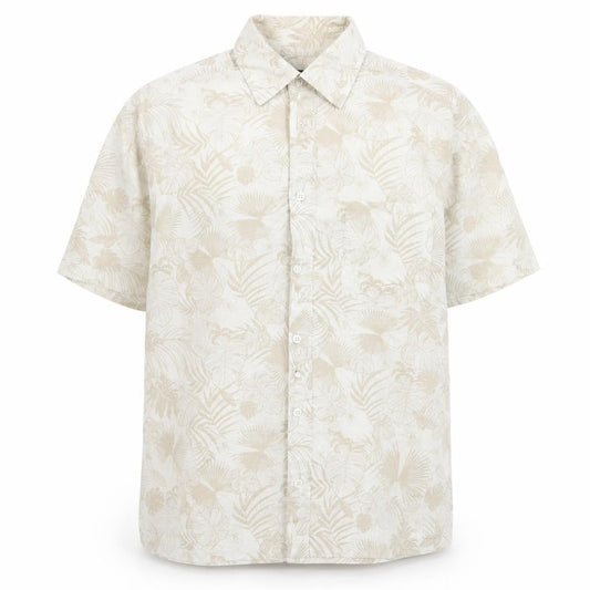 Blue Harbour Mens Beige Geometric Cotton Button-Up Size M Collared Button - Pocket