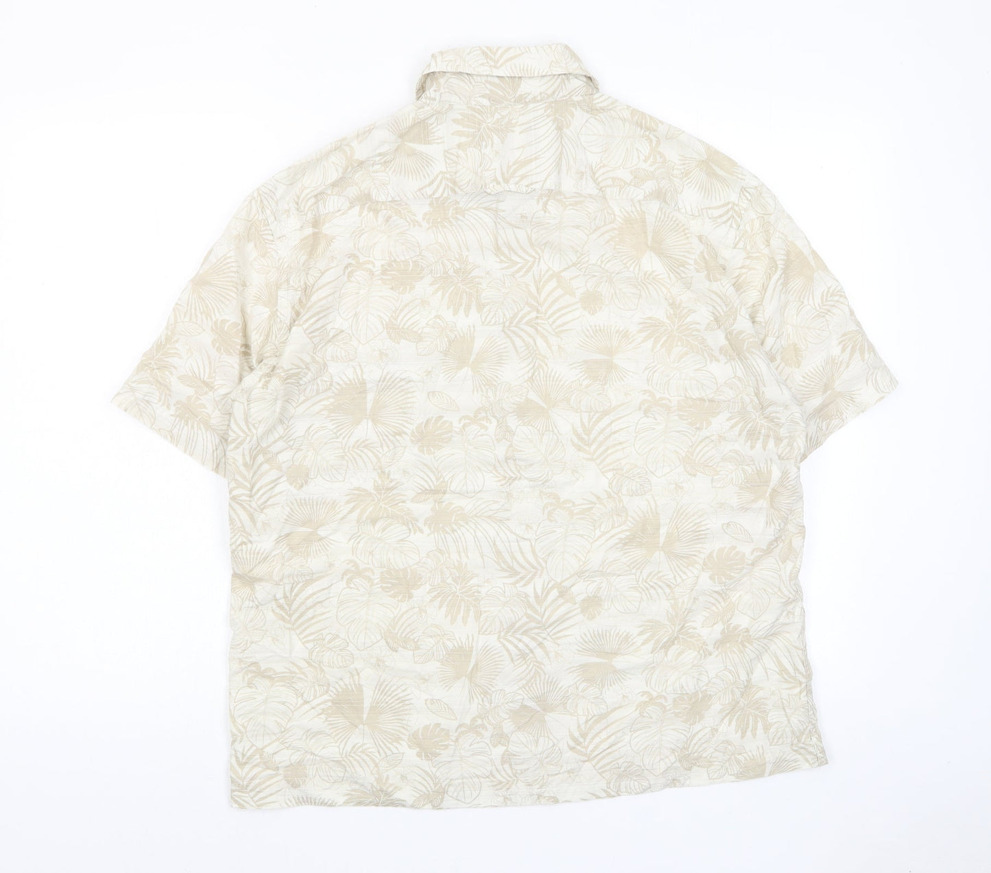 Blue Harbour Mens Beige Geometric Cotton Button-Up Size M Collared Button - Pocket