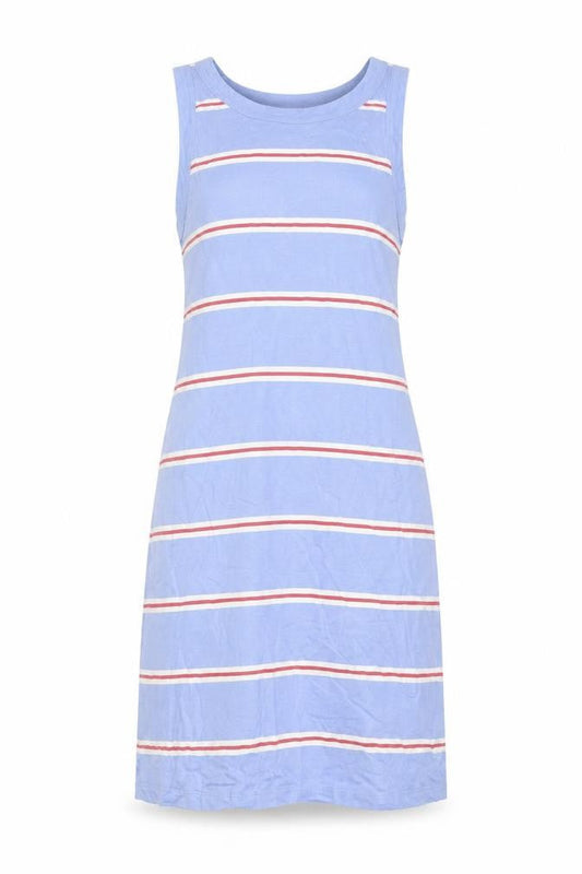 Marks & Spencer Womens Blue Striped Cotton Tank Dress Size S Crew Neck Pullover