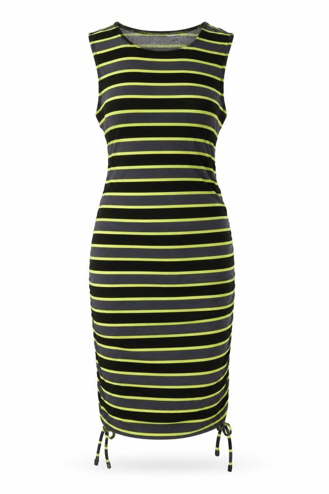 H&M Womens Multicoloured Striped Polyester Bodycon Size XS Crew Neck Pullover - Ruched Sides