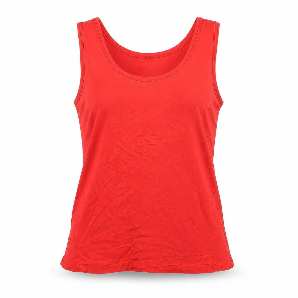 Oasis Womens Red Viscose Basic T-Shirt Size L Scoop Neck