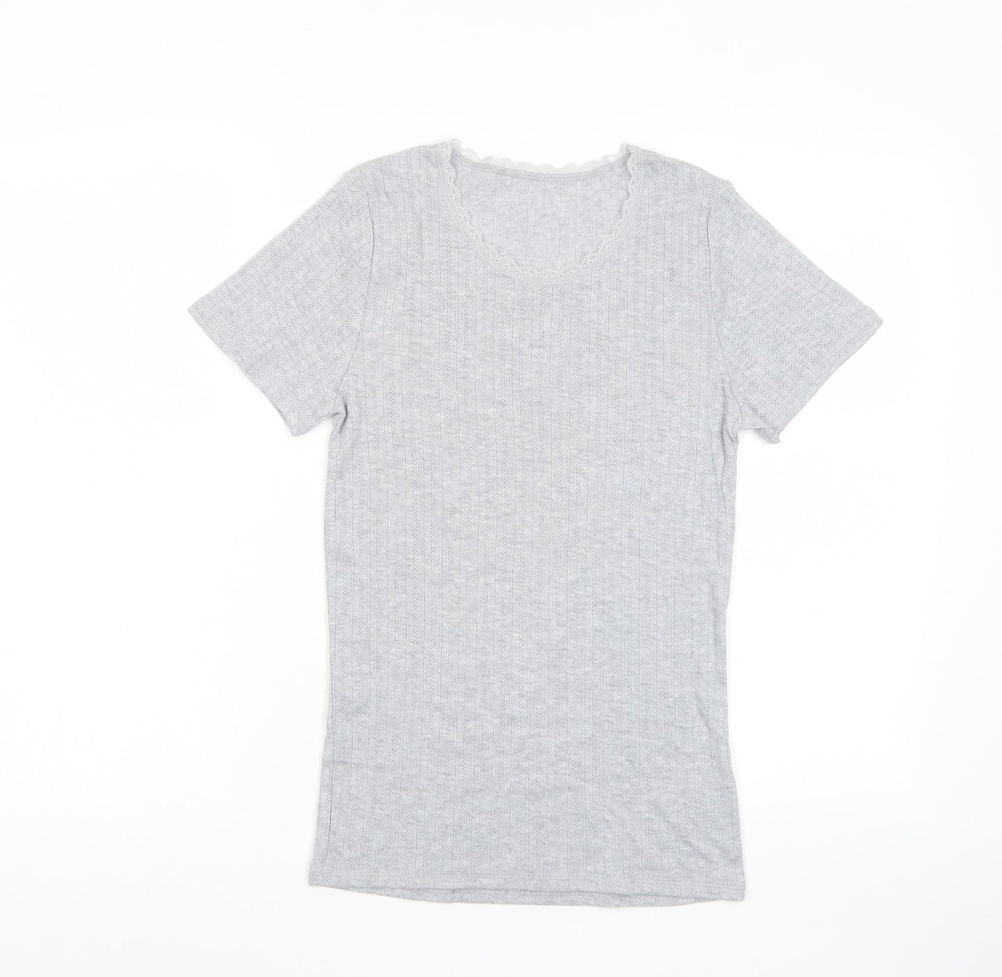 Marks and Spencer Womens Red Polyester Basic T-Shirt Size 12 V-Neck - Lace