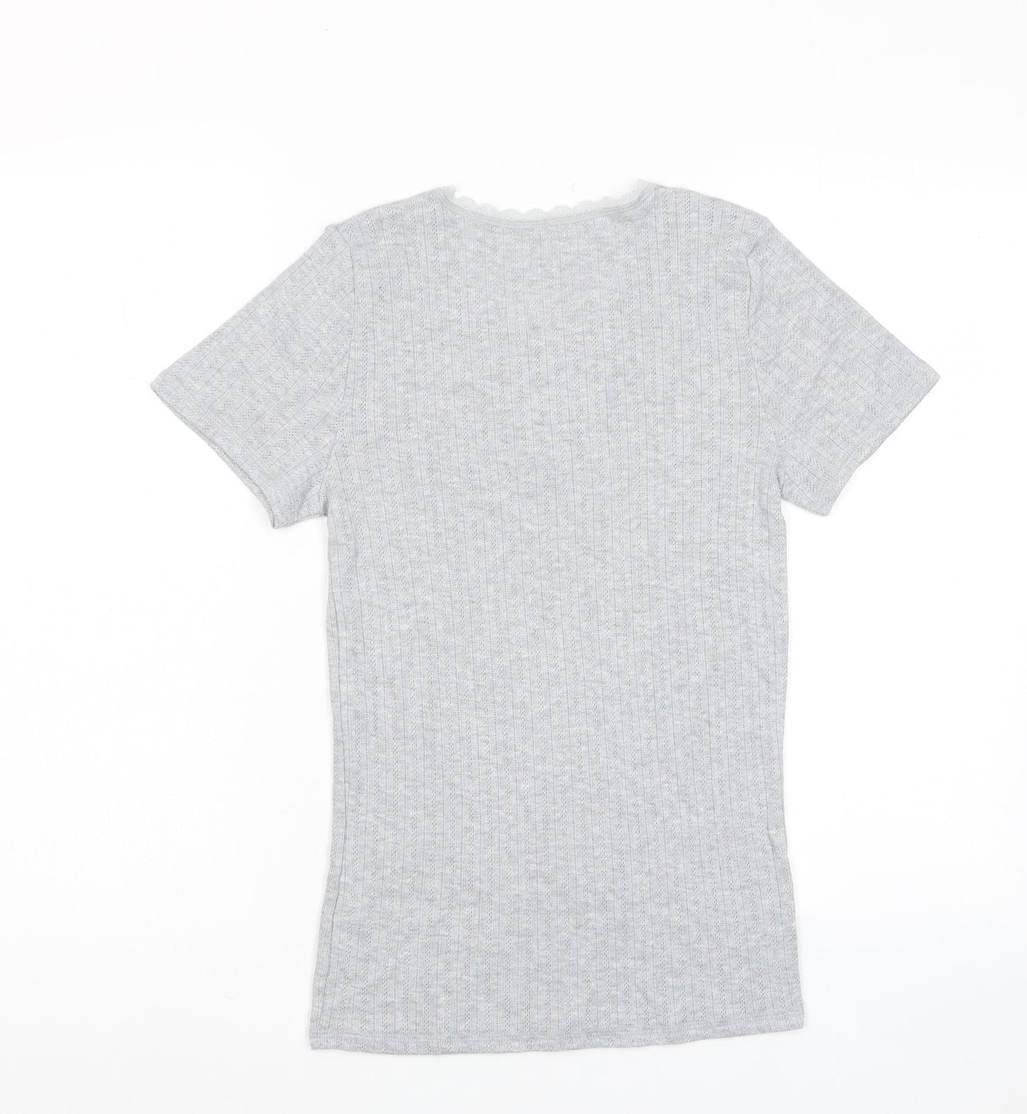Marks and Spencer Womens Red Polyester Basic T-Shirt Size 12 V-Neck - Lace