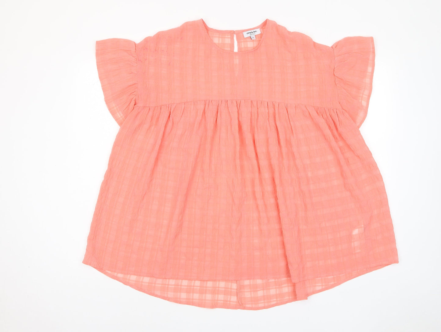 Simply Be Womens Pink Polyester Basic T-Shirt Size 14 Crew Neck - Pleated