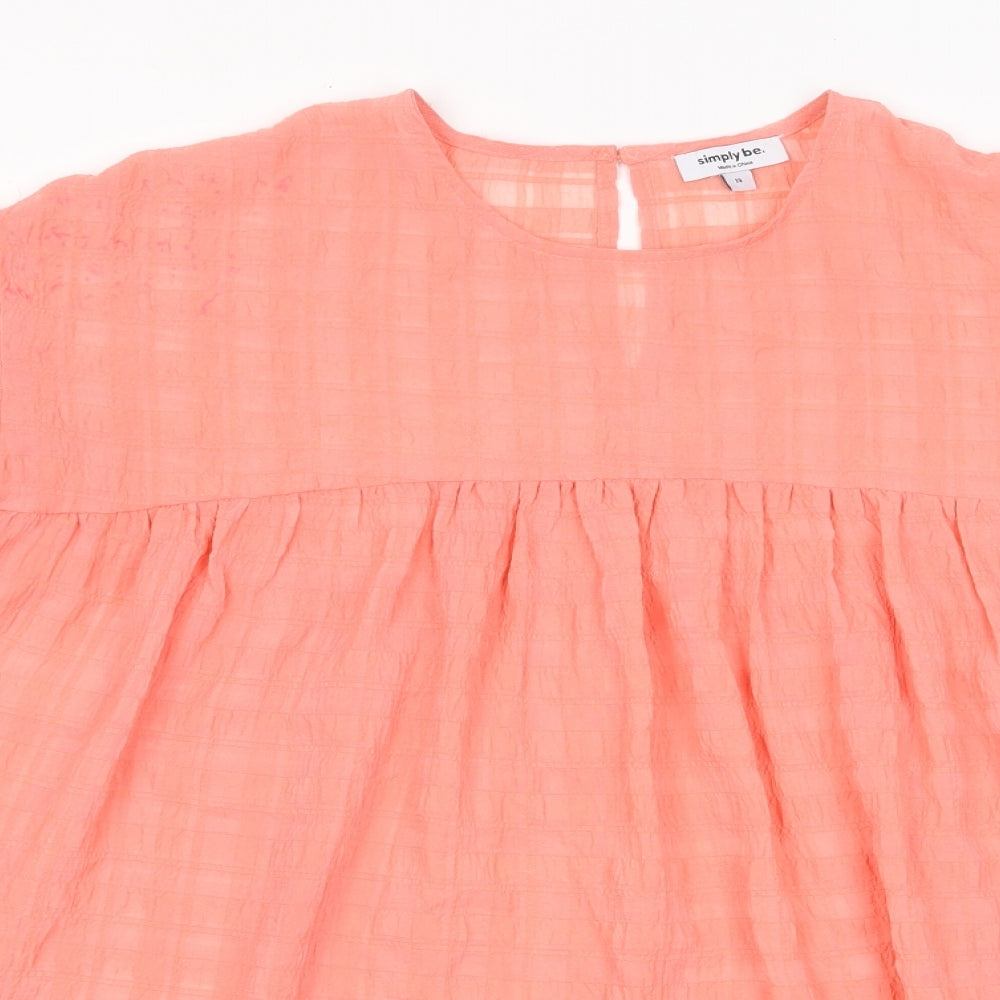 Simply Be Womens Pink Polyester Basic T-Shirt Size 14 Crew Neck - Pleated
