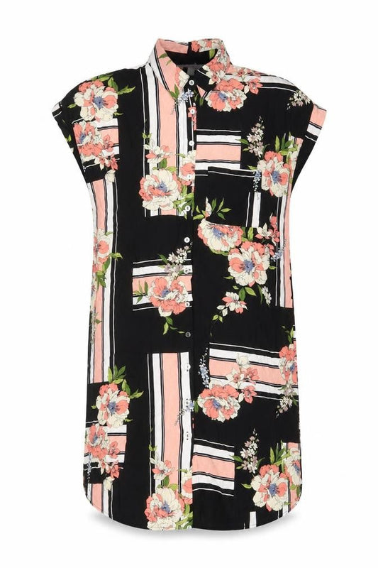 Dorothy Perkins Womens Black Floral Viscose Shirt Dress Size 12 Collared Button