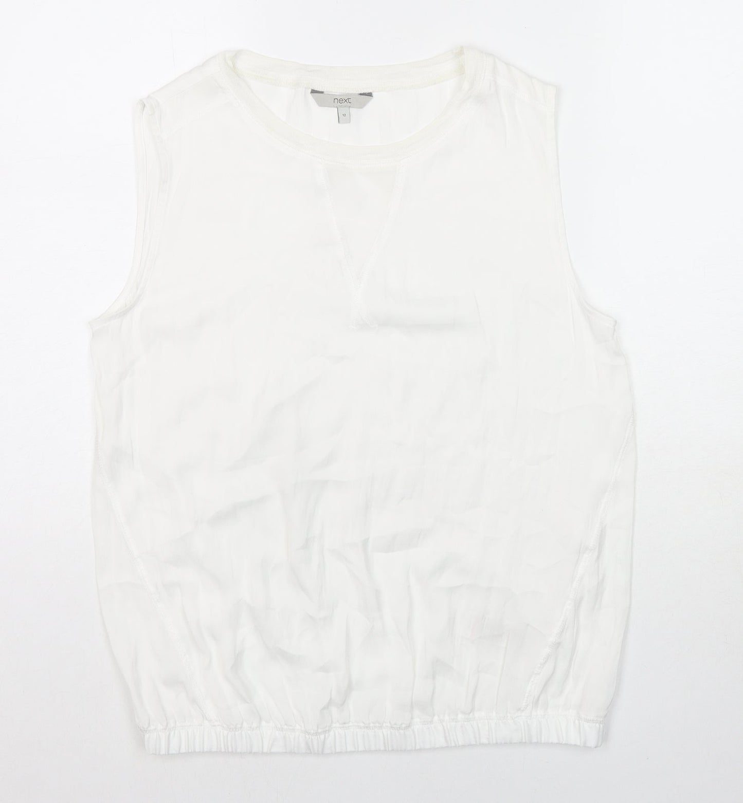 NEXT Womens White Polyester Basic Tank Size 12 Round Neck