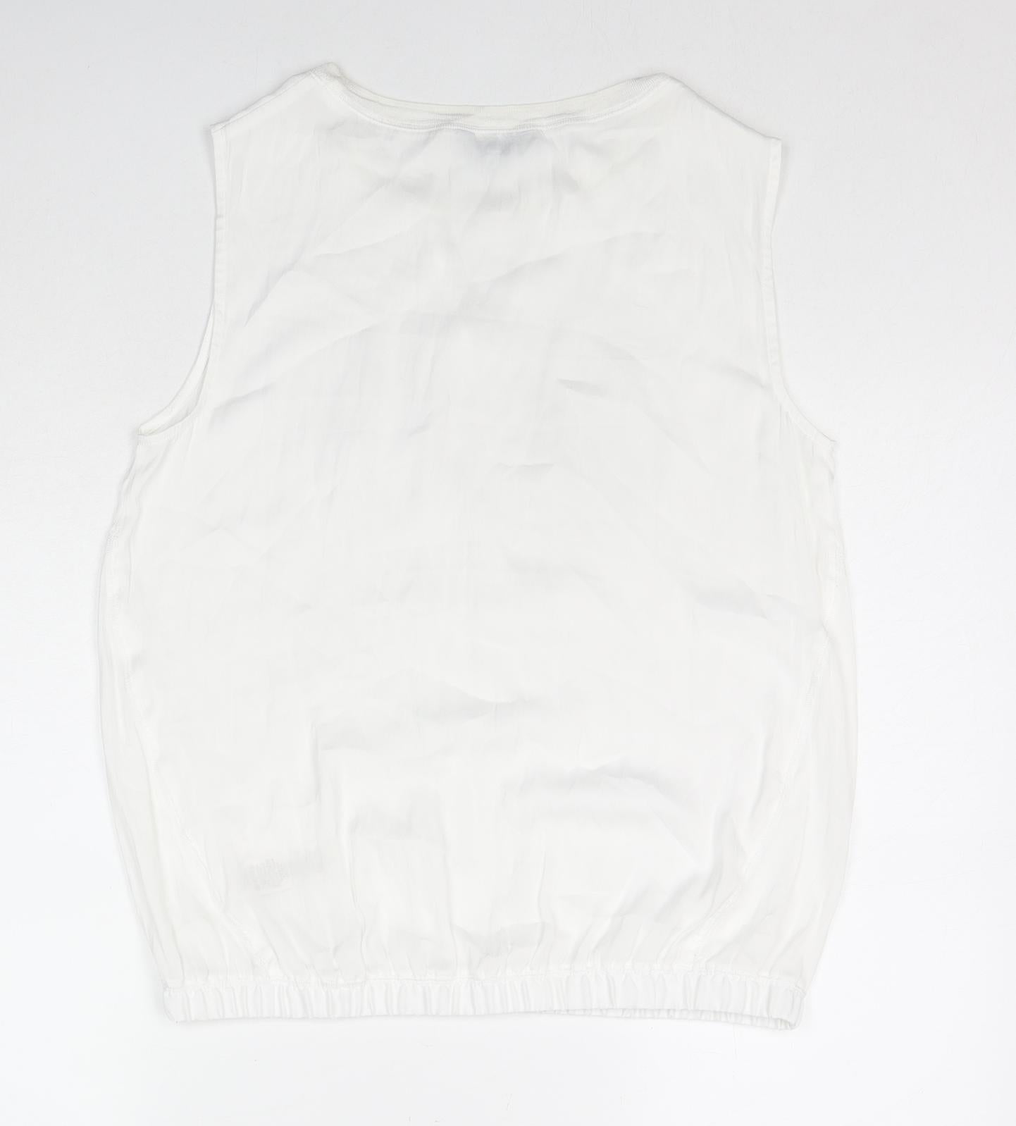 NEXT Womens White Polyester Basic Tank Size 12 Round Neck