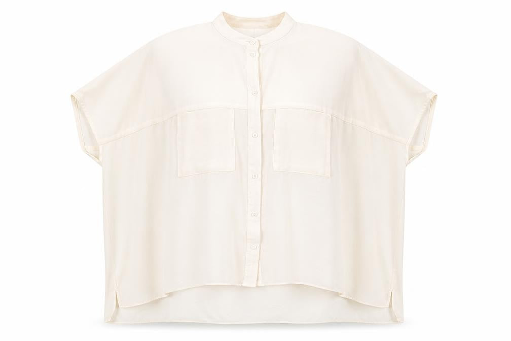 ASOS Womens Ivory Polyester Basic Button-Up Size 6 Round Neck - Sheer