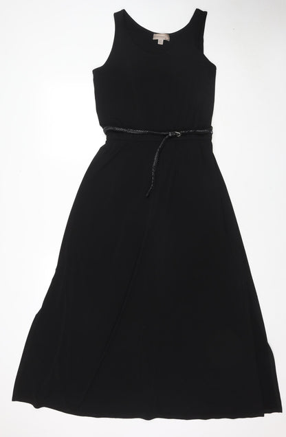 Cristina B. Womens Black Polyester Maxi Size S Round Neck Pullover - Belted