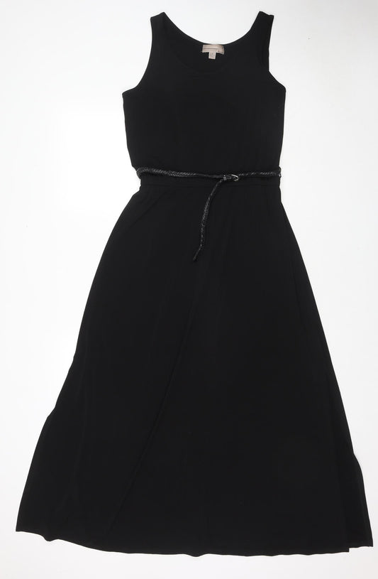 Cristina B. Womens Black Polyester Maxi Size S Round Neck Pullover - Belted