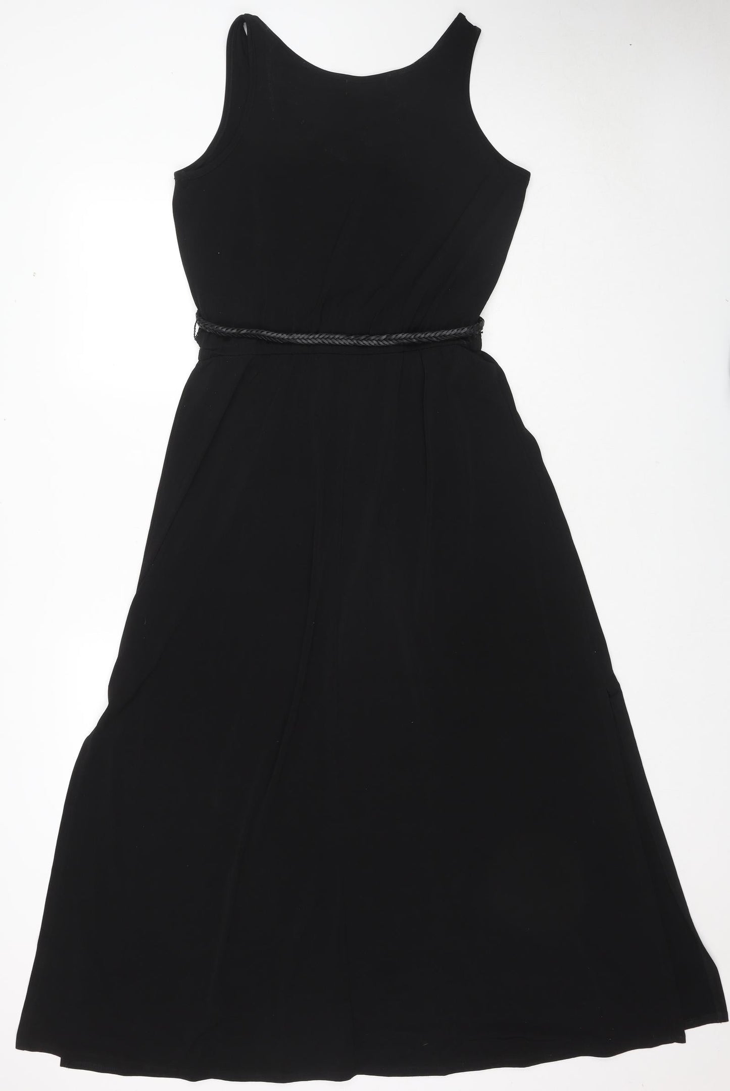 Cristina B. Womens Black Polyester Maxi Size S Round Neck Pullover - Belted
