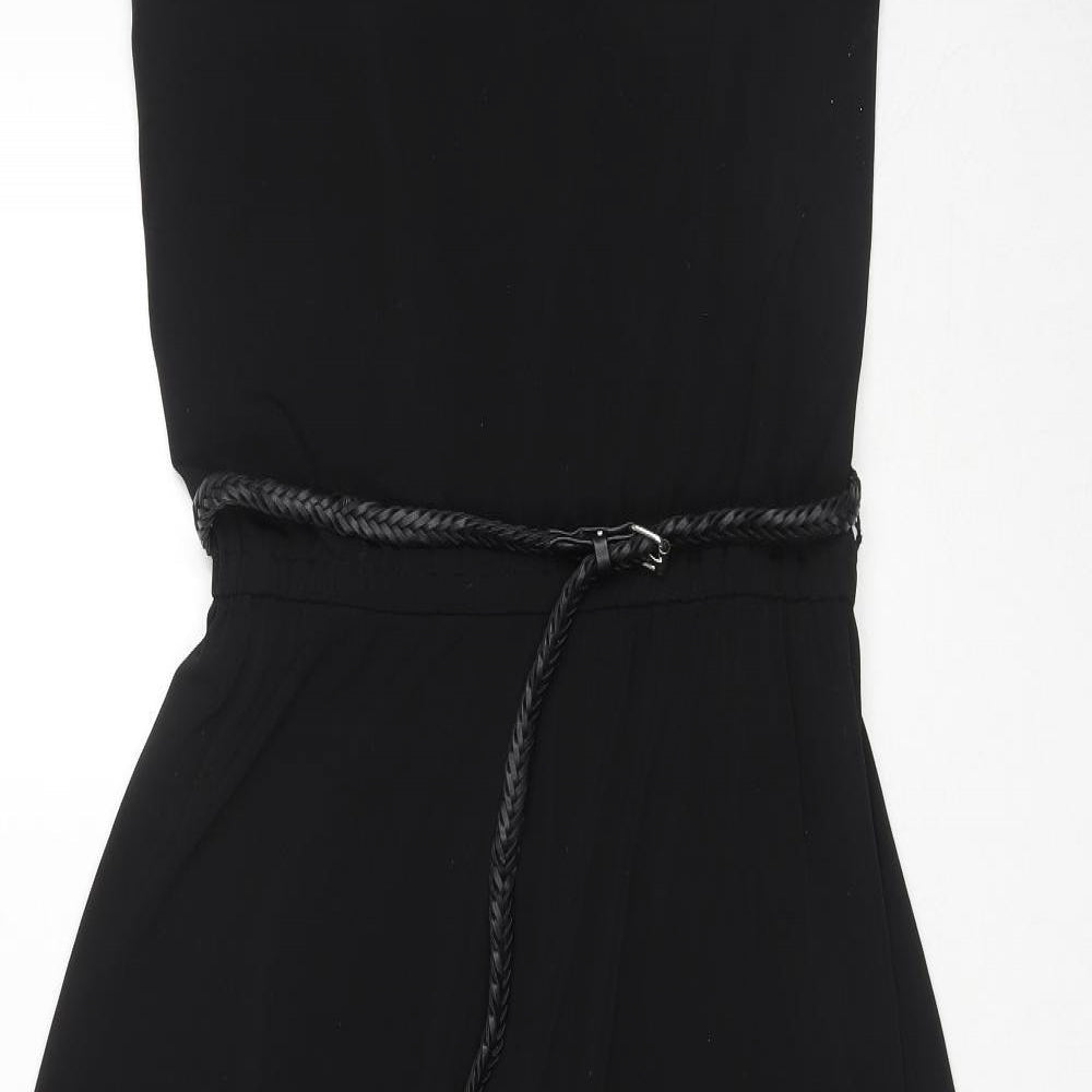 Cristina B. Womens Black Polyester Maxi Size S Round Neck Pullover - Belted