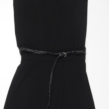 Cristina B. Womens Black Polyester Maxi Size S Round Neck Pullover - Belted