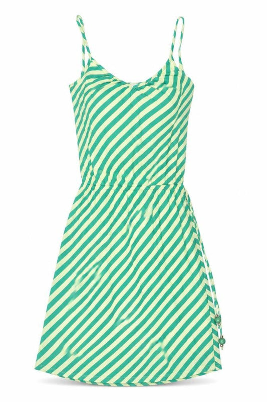 Ella Moss Womens Green Striped Polyester Tank Dress Size S V-Neck Pullover - Glitter