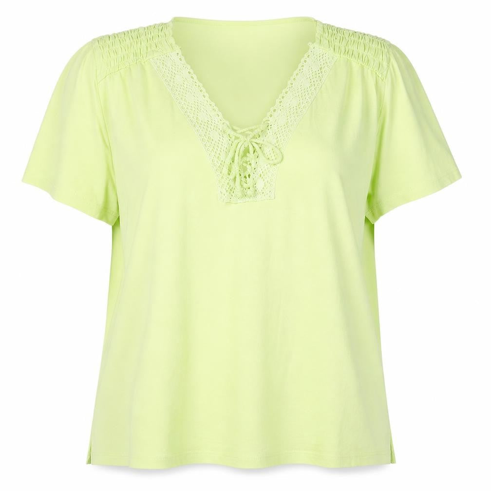 Stephanie Rogers Womens Green Cotton Basic T-Shirt Size 3XL V-Neck