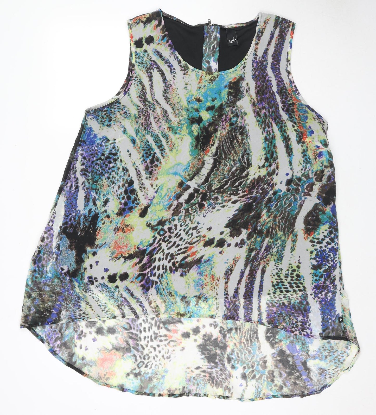 AIDA Womens Multicoloured Geometric Polyester Tunic Tank Size M Round Neck