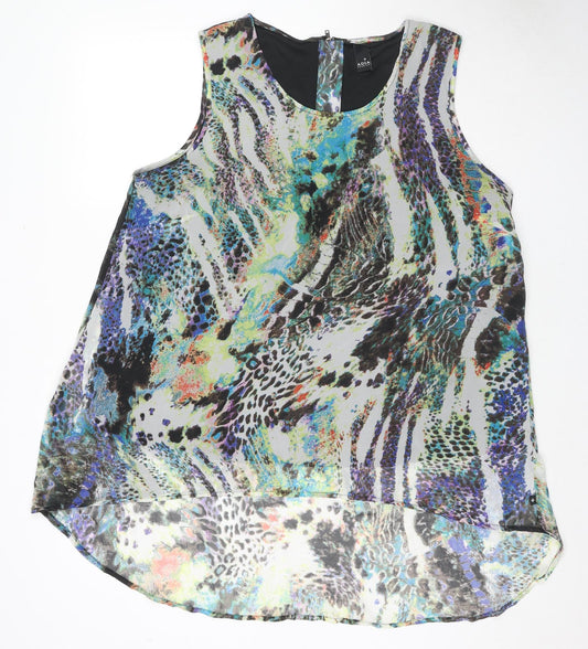 AIDA Womens Multicoloured Geometric Polyester Tunic Tank Size M Round Neck