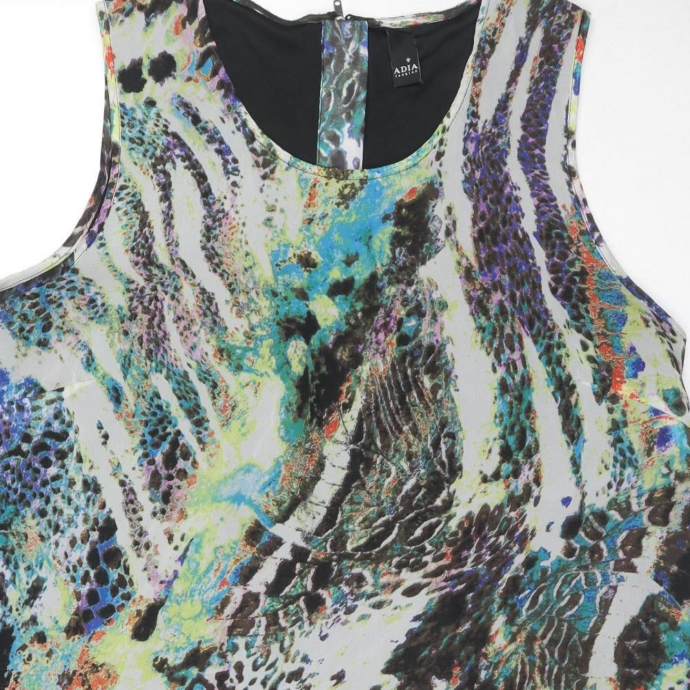 AIDA Womens Multicoloured Geometric Polyester Tunic Tank Size M Round Neck
