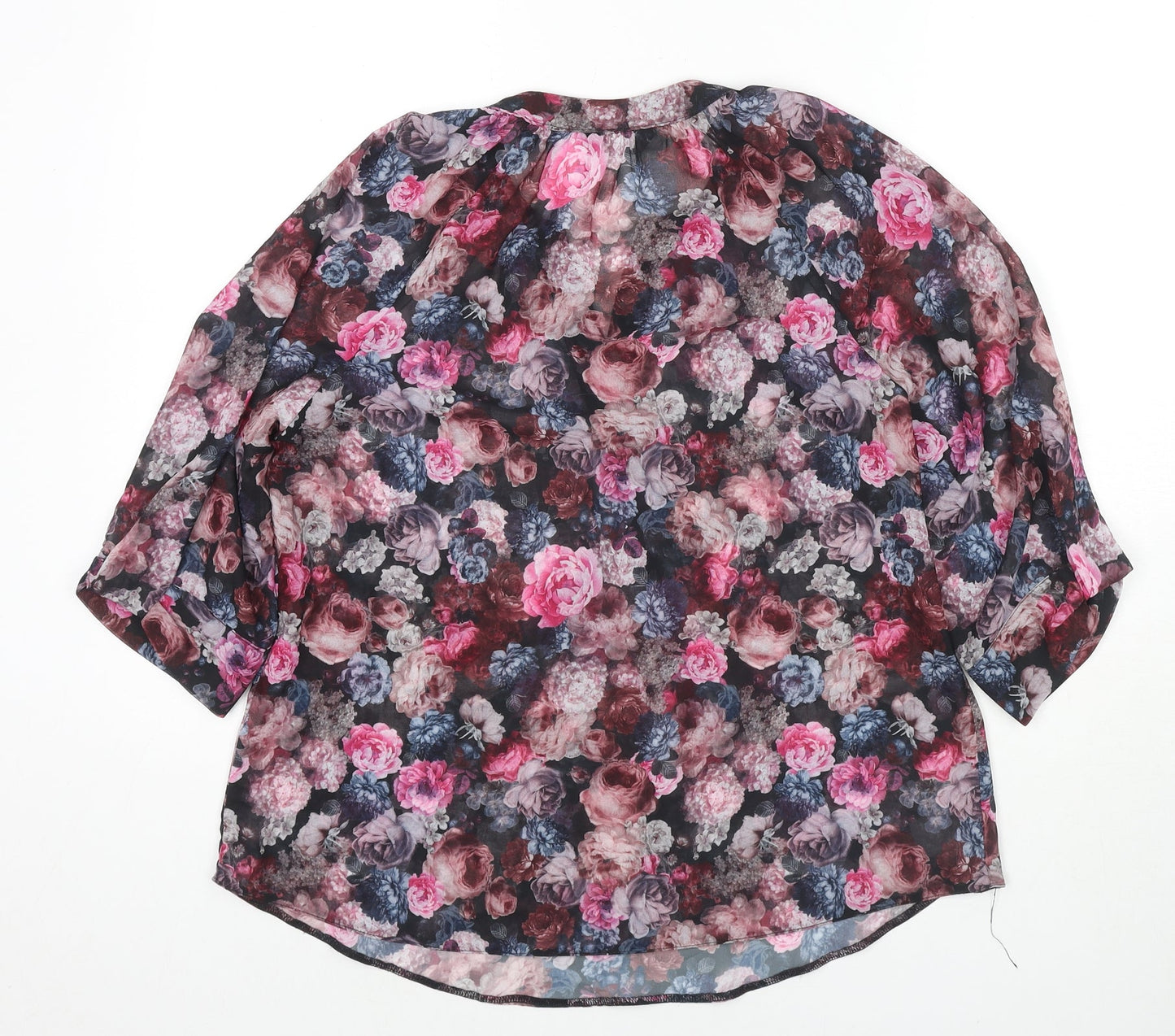 K&D London Womens Multicoloured Floral Polyester Basic Blouse Size 10 V-Neck
