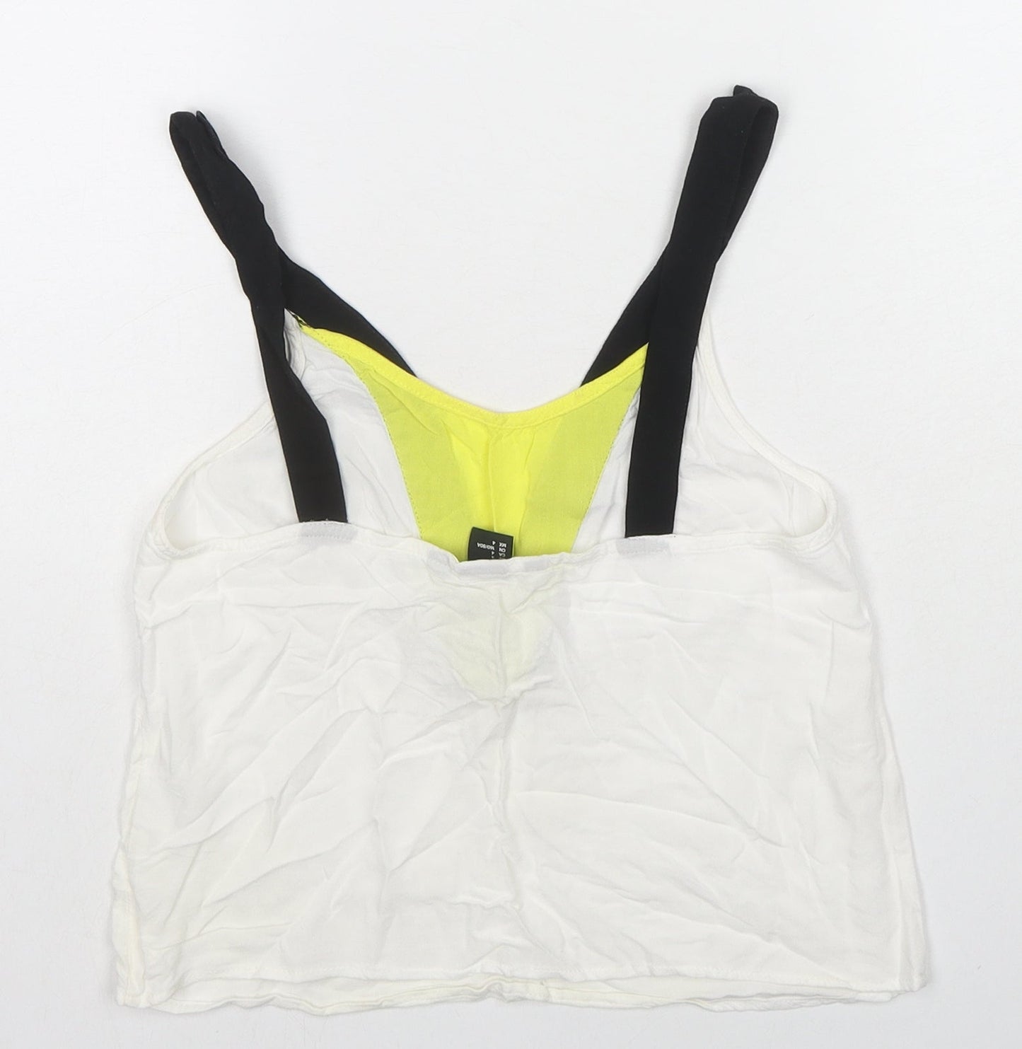 H&M Womens White Viscose Basic Tank Size 6 Round Neck