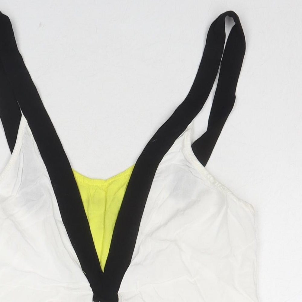 H&M Womens White Viscose Basic Tank Size 6 Round Neck