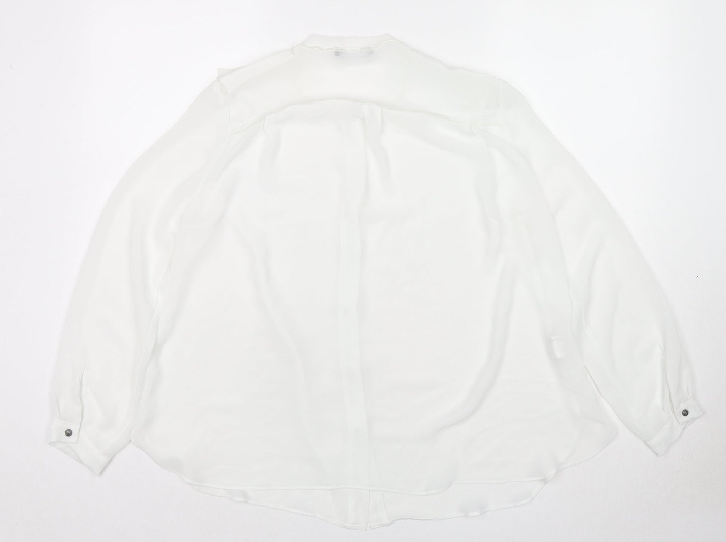 Mango Womens White Polyester Basic Button-Up Size M Round Neck